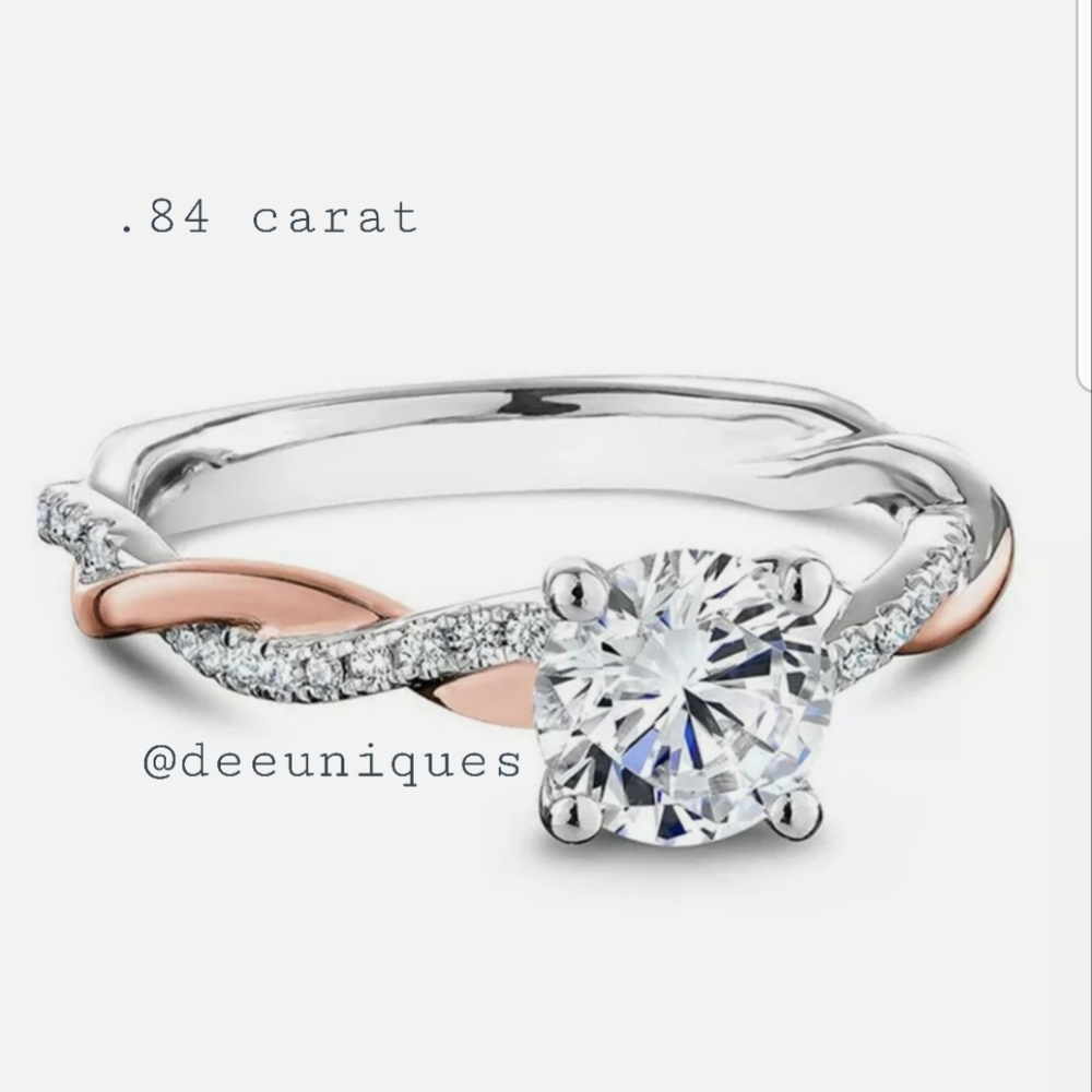 Dainty Twist Silver and rosegold solitaire Ring